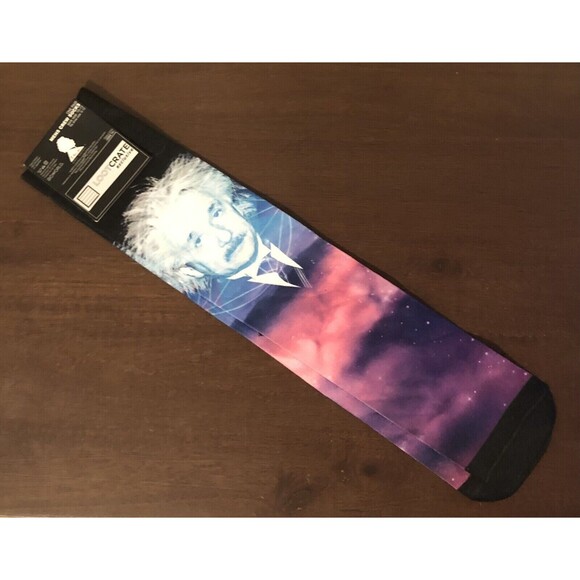 Albert Einstein Men's Crew Socks - Bioworld - Loot Crate Exclusive Sz 10-13  New - Picture 2 of 4
